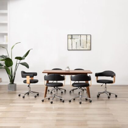 Drehbare Esszimmerstühle 6 Stk. Schwarz Kunstleder 