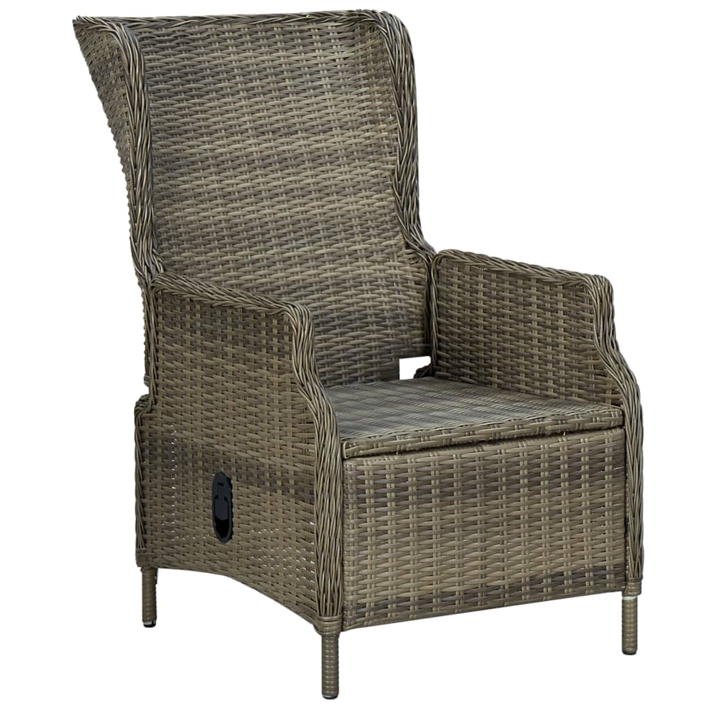 Verstellbarer Gartensessel mit Auflagen Poly Rattan Braun Abisko