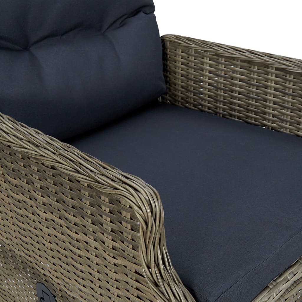 Verstellbarer Gartensessel mit Auflagen Poly Rattan Braun Abisko