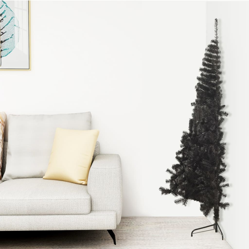 Künstlicher Halb-Weihnachtsbaum mit Ständer Schwarz 240 cm PVC - Abisko