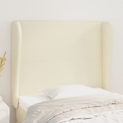Kopfteil mit Ohren Creme 83x23x118/128 cm Kunstleder