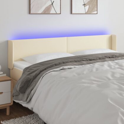 LED Kopfteil Creme 163x16x78/88 cm Kunstleder