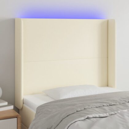 LED Kopfteil Creme 83x16x118/128 cm Kunstleder