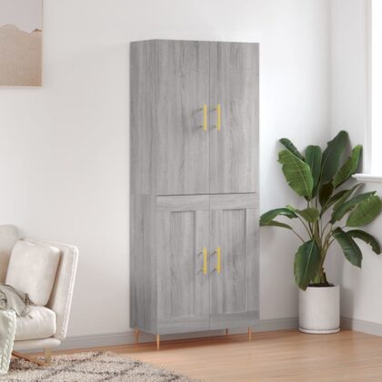 Highboard Grau Sonoma 69,5x34x180 cm Holzwerkstoff