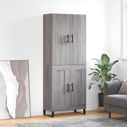 Highboard Grau Sonoma 69,5x34x180 cm Holzwerkstoff