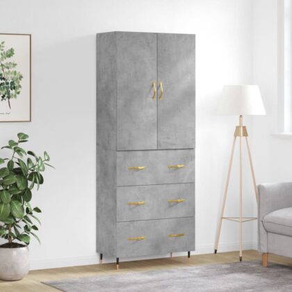 Highboard Betongrau 69,5x34x180 cm Holzwerkstoff