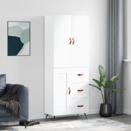 Highboard Weiß 69,5x34x180 cm Holzwerkstoff