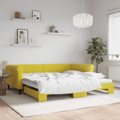 Tagesbett Ausziehbar Gelb 100x200 cm Samt