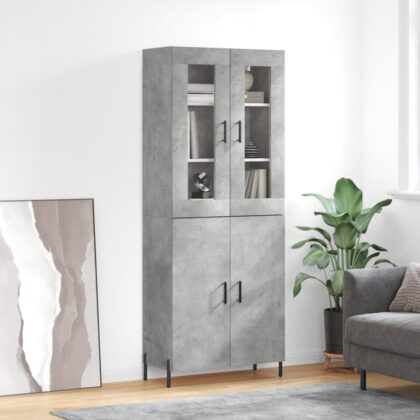 Highboard Betongrau 69,5x34x180 cm Holzwerkstoff
