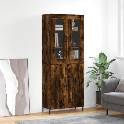 Highboard Räuchereiche 69,5x34x180 cm Holzwerkstoff