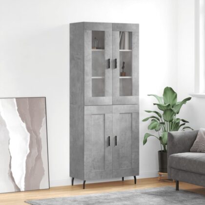 Highboard Betongrau 69,5x34x180 cm Holzwerkstoff