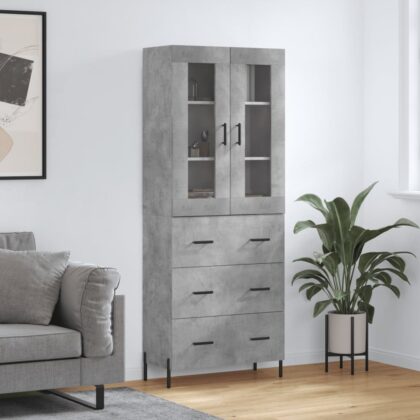 Highboard Betongrau 69,5x34x180 cm Holzwerkstoff