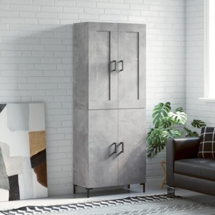 Highboard Betongrau 69,5x34x180 cm Holzwerkstoff