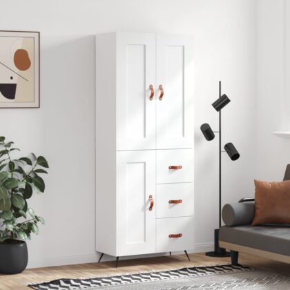 Highboard Weiß 69,5x34x180 cm Holzwerkstoff