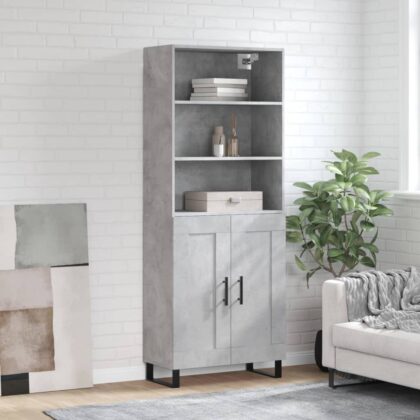 Highboard Betongrau 69,5x34x180 cm Holzwerkstoff